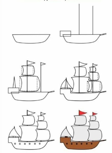 Кораблик рисунок карандашом