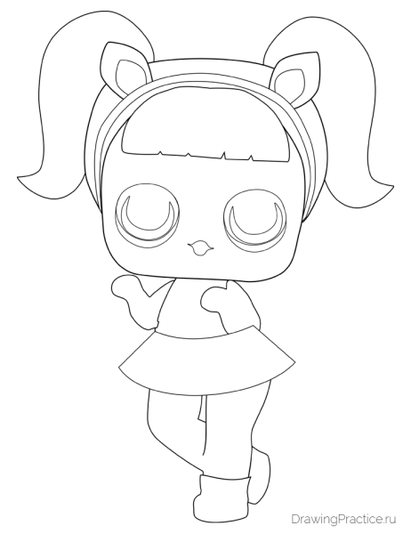 Кукла ЛОЛ срисовать