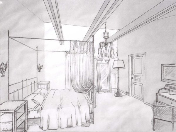 Рисование интерьера комнаты