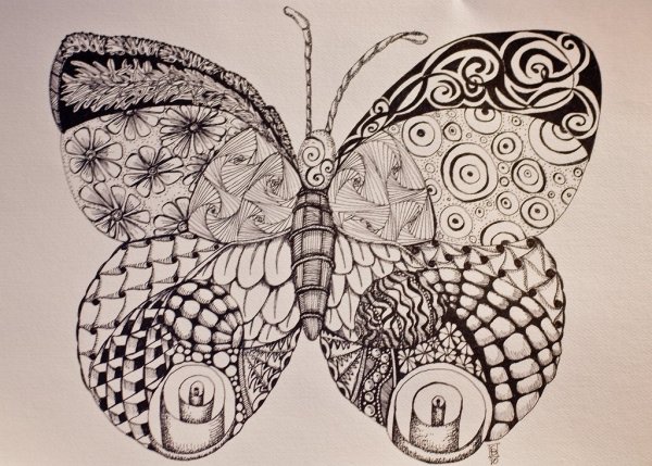 Бабочки в стиле Зентангл