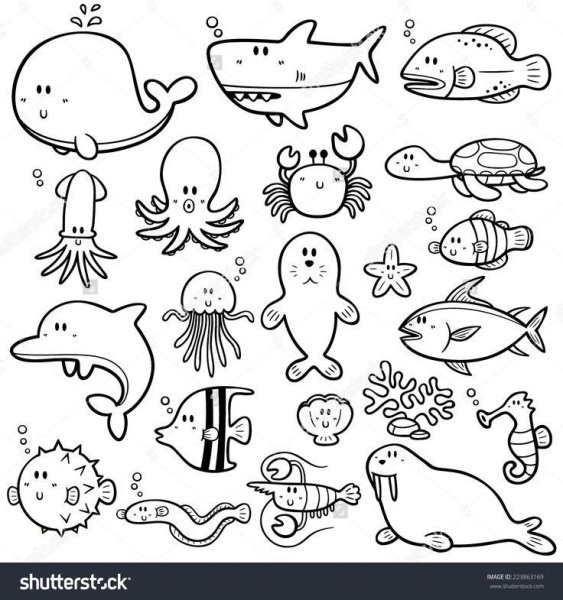 Рисование морские обитатели