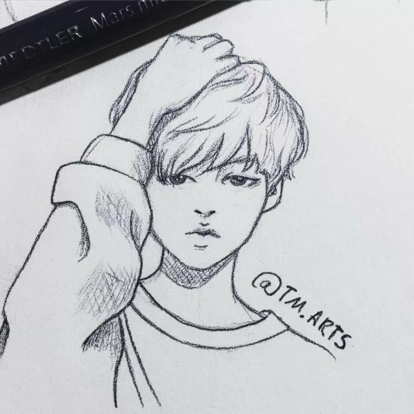 BTS Jimin карандашом