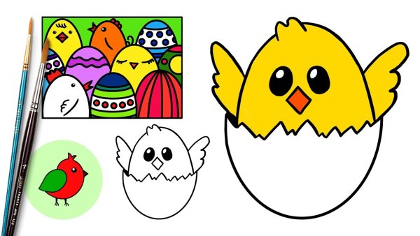 Цыплёнок для детей срисовка