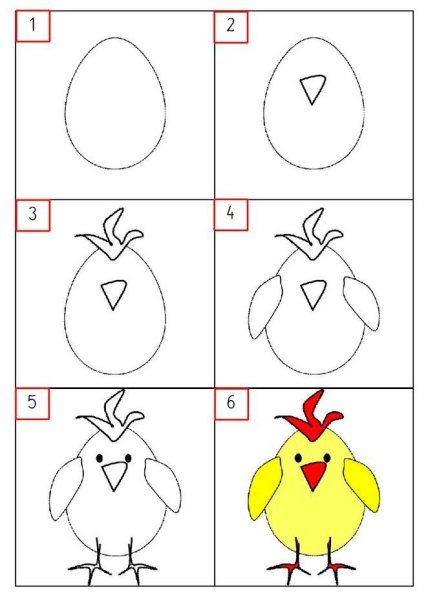 Цыпленок рисунок легкий