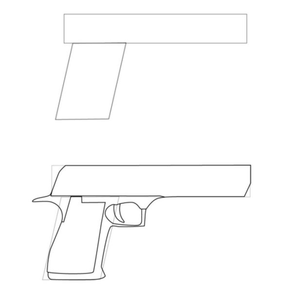 Нарисовать пистолет карандашом