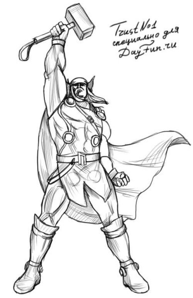 Тор Марвел для срисовки