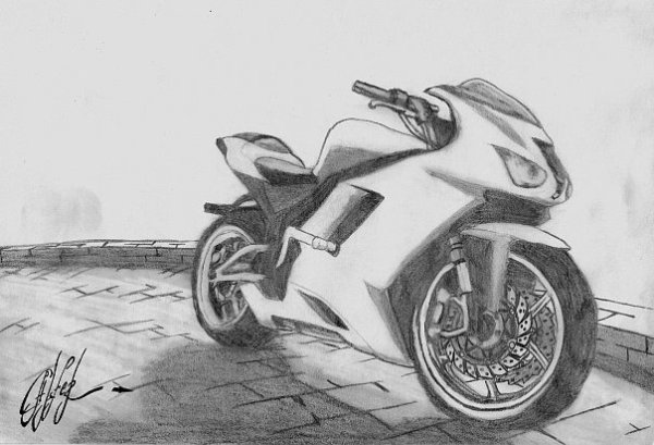 Мотоцикл карандашом