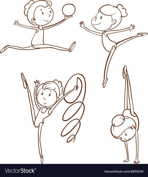 Гимнастка рисунок карандашом для срисовки
