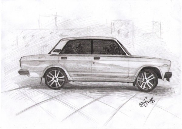 ВАЗ[ 2107 рисунок тюнингованный