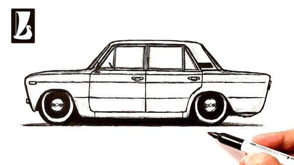 ВАЗ 2107 рисунок карандашом сбоку