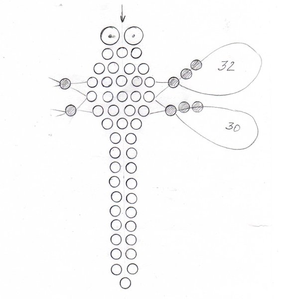 Стрекоза из бисера схема плетения для начинающих