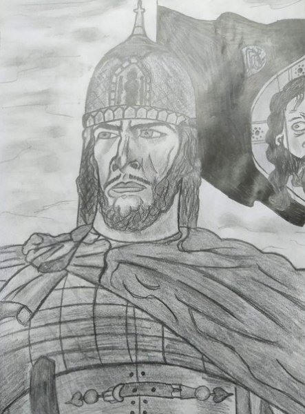 Александр Невский портрет рисунок детский