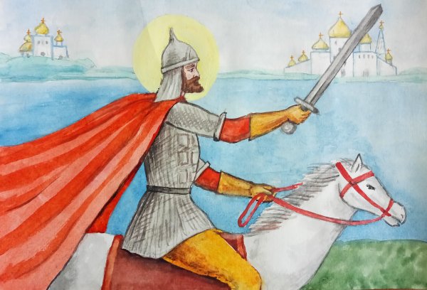 Портрет князя Александра Невского карандашом