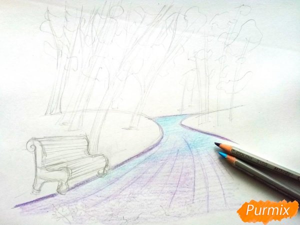 Рисование на тему осенний город