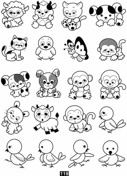 Мини звери легкие для срисовки