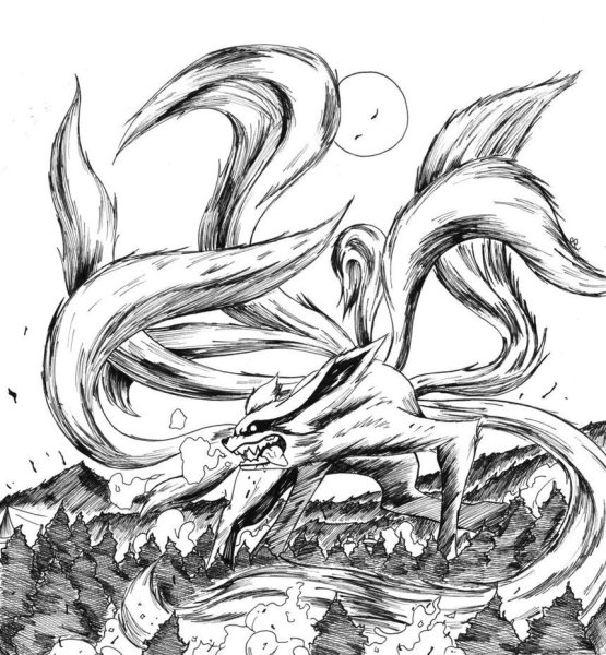 Девятихвостый Лис Наруто Манга