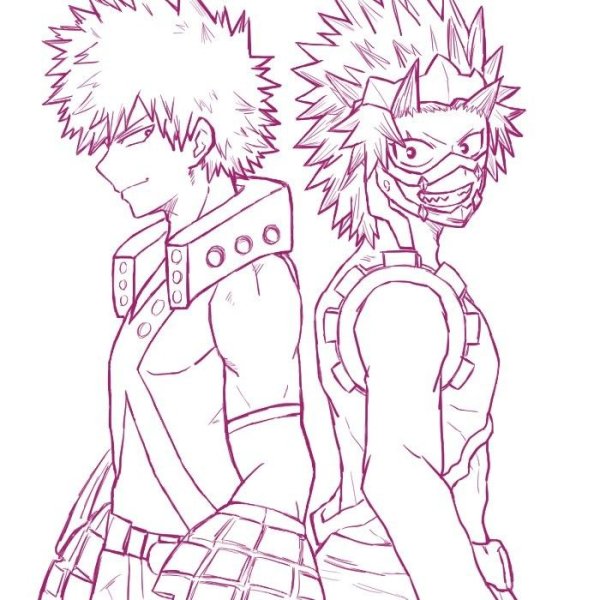 Кацуки Бакугоу и Эйджиро Киришима черно белое