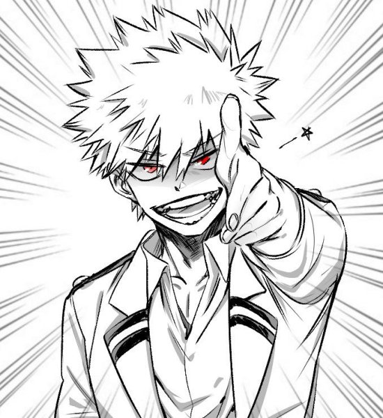 Бакуго Кацуки чёрно белый