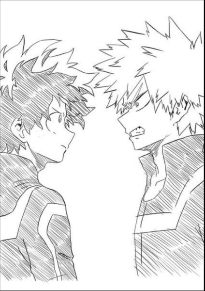 Мидория и Бакуго карандашом