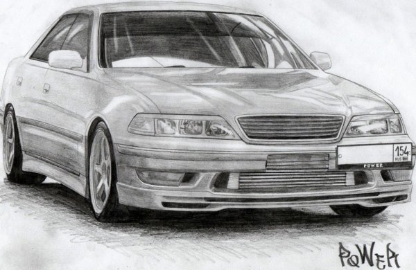 Рисунок Тойота Марк 2 90 сзади