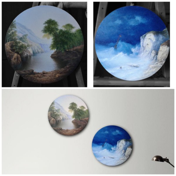 Рисунок на круглом холсте легкие