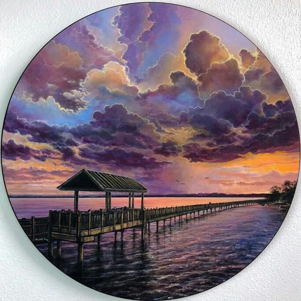 Пейзаж на круглом холсте