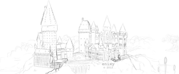 Замок Хогвартс рисунок легко
