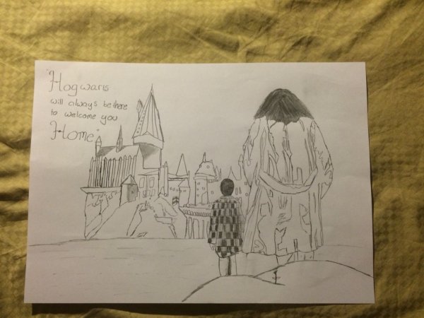 Нарисованный Хогвартс лёгкий