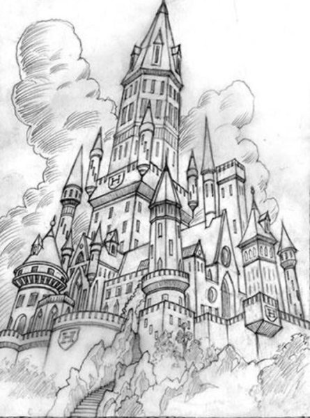 Раскраска Гарри Поттер замок Хогвартс