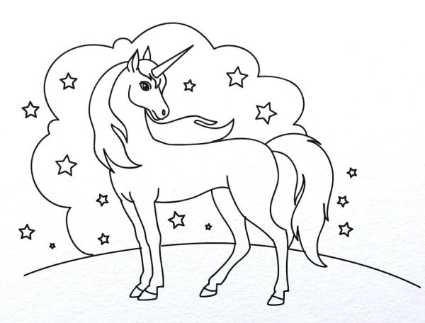 Единорог карандашом