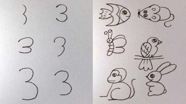 Рисование зверей из цифр
