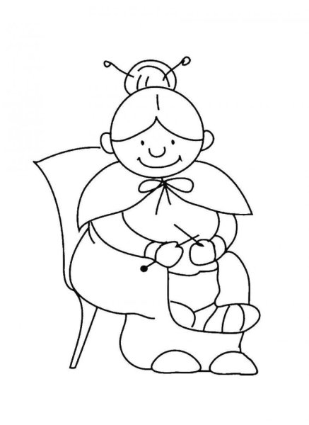 Картинка раскраска бабушка