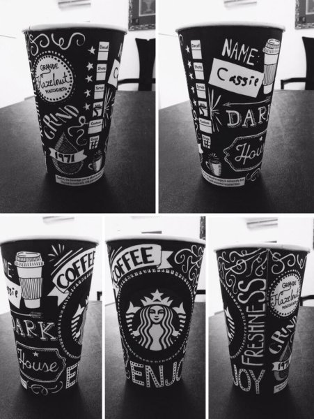 Нарисованные стаканы с трубочкой