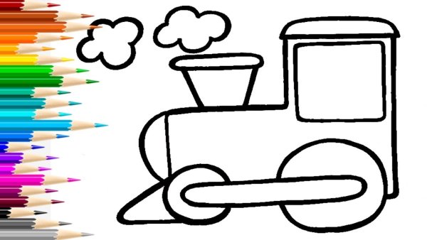 Рисование паровоз вагон сбоку