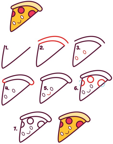 Пицца рисунок для детей карандашом