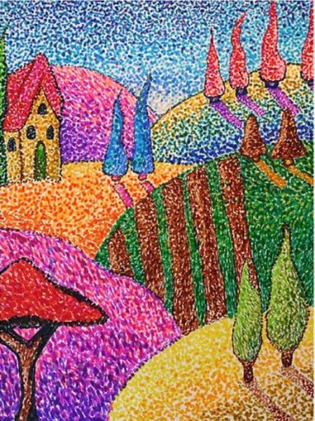 Техника рисования точками пуантилизм