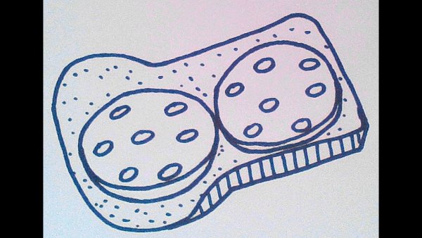 Нарисовать бутерброд с колбасой