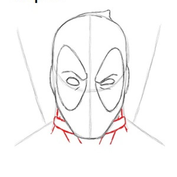 Поэтапный рисунок Дэдпула