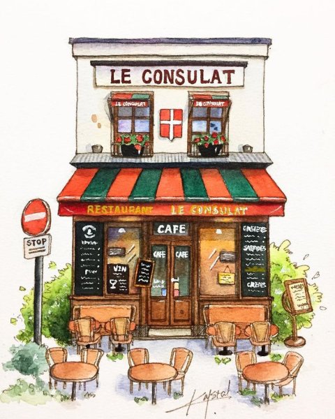 Нарисовать витрину кафе