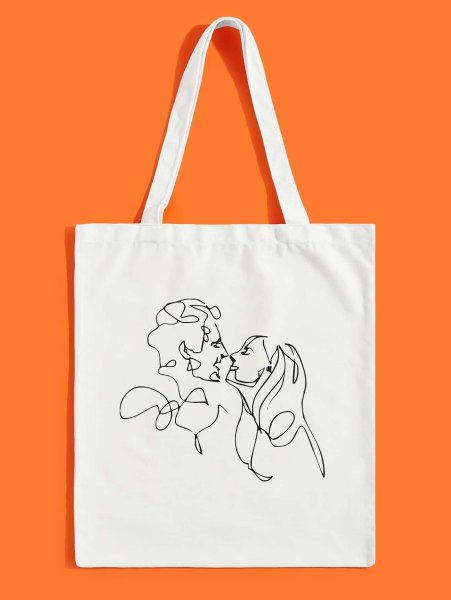 Шоппер из ткани с принтом