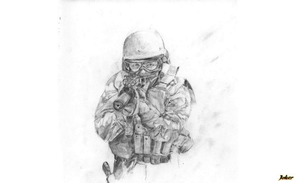 Рисунок спецназовца карандашом
