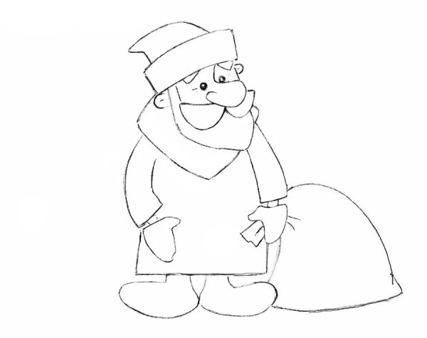 Как нарисовать Деда Мороза сбоку