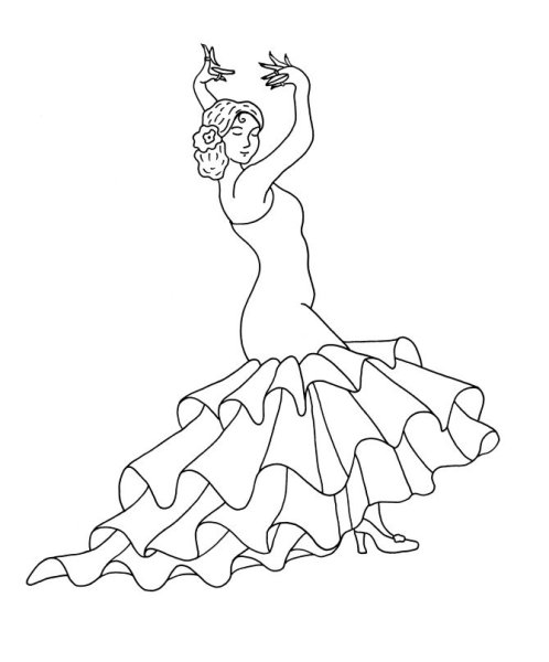 Фламенко рисунок черно белый