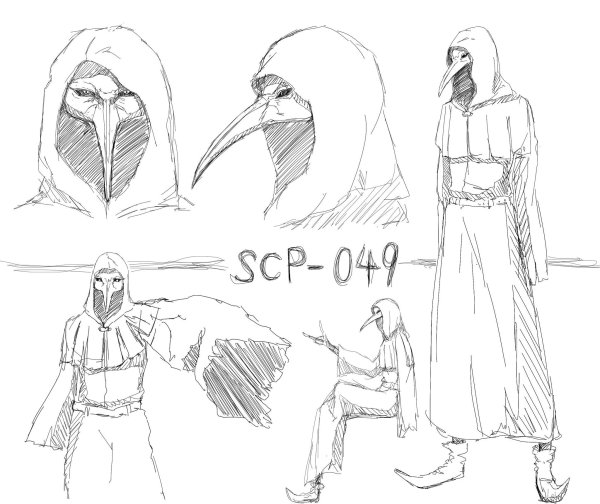 Скромник SCP 049 карандашом