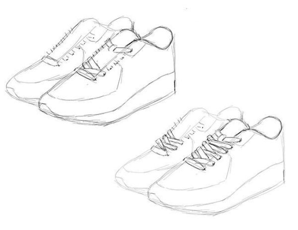 Поэтапное рисование кроссовок