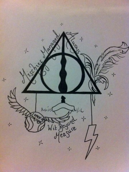 Рисунок на тему Гарри Поттер легкий