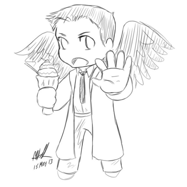 Раскраска сверхъестественное Кастиэль