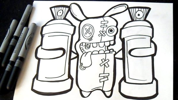 Граффити карандашом баллончик