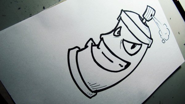 Граффити на бумаге баллончик