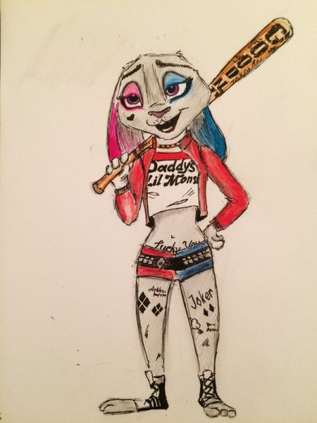 Срисовать Харли Квинн в 9 лет